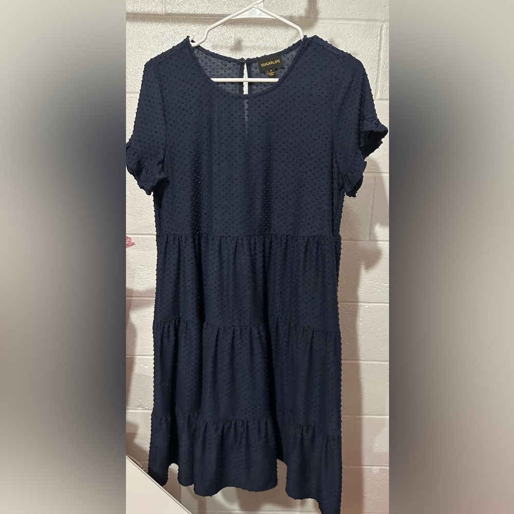 Sugarlips Navy Blue Short Sleeve Dress, Size: Medium